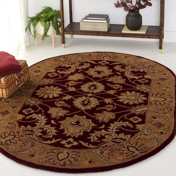 SAFAVIEH Classic Karolina Oriental Wool Area Rug, Burgundy/Gold, 7'6" x 9'6" Oval