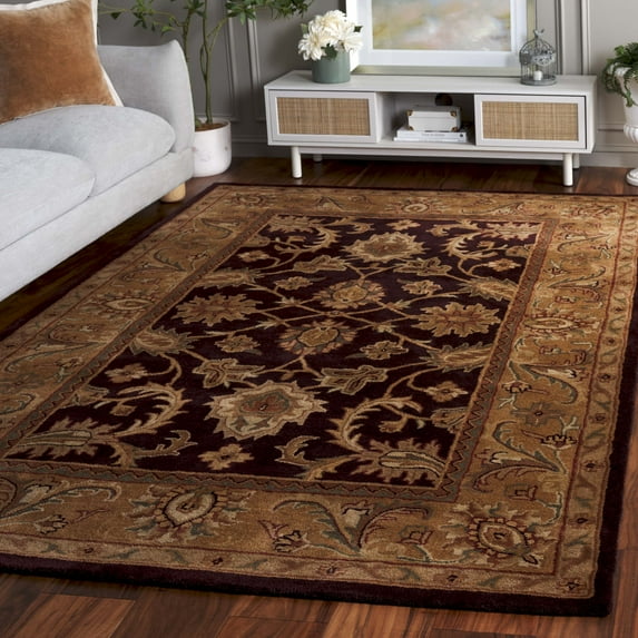 SAFAVIEH Classic Karolina Oriental Wool Area Rug, Dark Plum/Gold, 6' x 9'