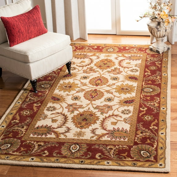 SAFAVIEH Classic Karolina Oriental Wool Area Rug, Ivory/Red, 4' x 6'