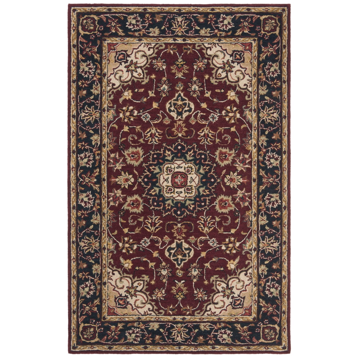 Classic Red Hand-Tufted Wool Rectangular Area Rug 5'x8'