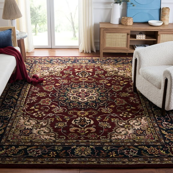 SAFAVIEH Classic Kennet Oriental Wool Area Rug, Burgundy/Navy, 8' x 10'