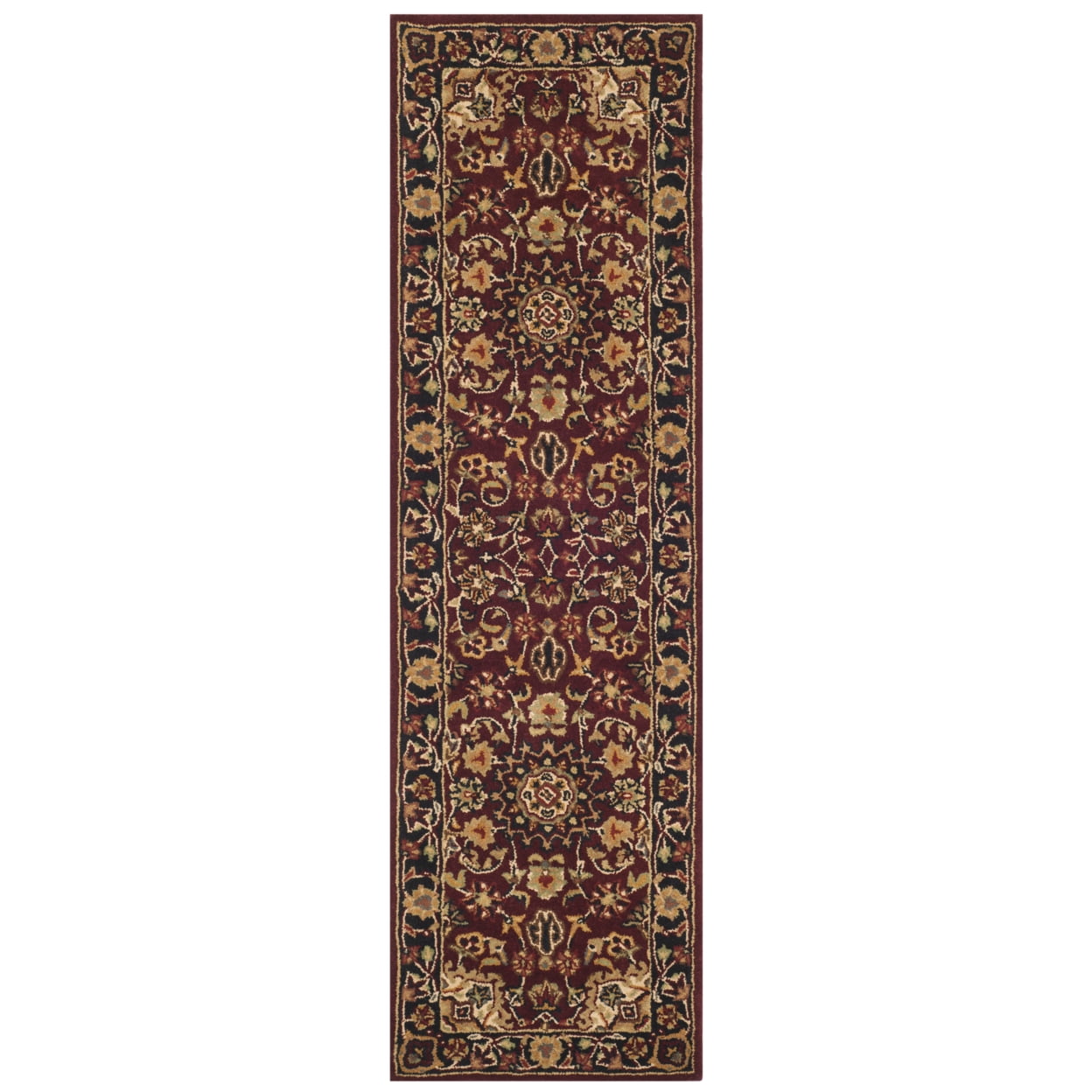 Hand-Tufted Burgundy & Navy Wool 8' Square Area Rug
