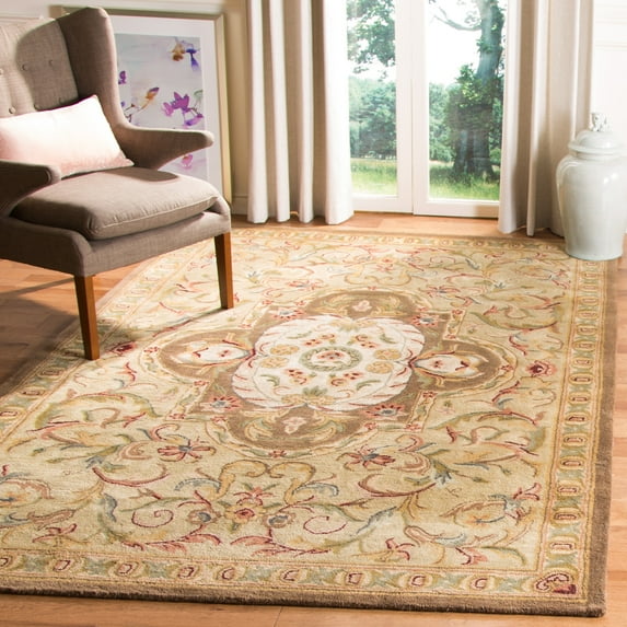 SAFAVIEH Classic Kirsteen Oriental Wool Area Rug, Beige/Olive, 6' x 9'