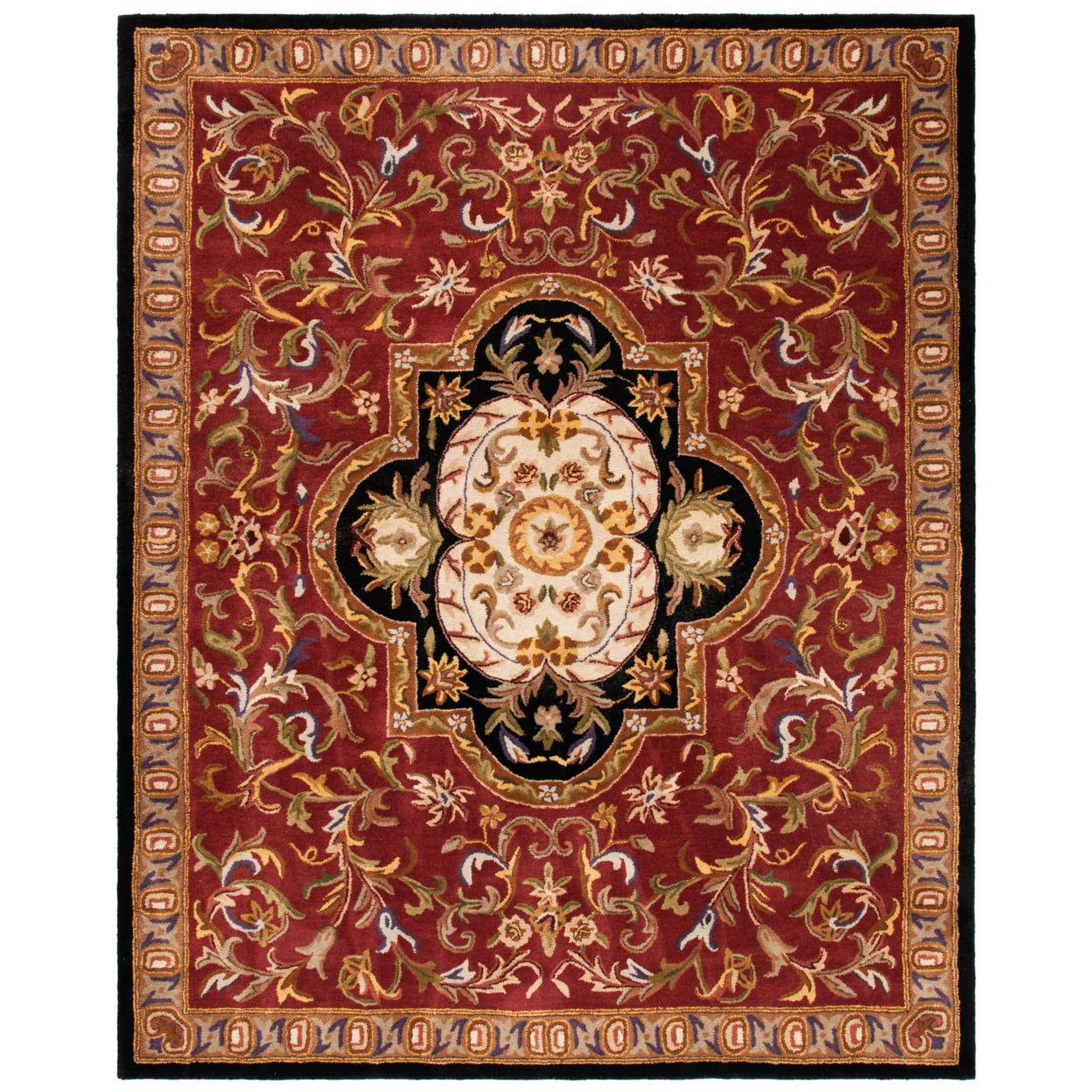 Hand-Tufted Elegance Red & Black Wool 4' x 6' Area Rug