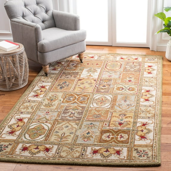 SAFAVIEH Classic Mordikai Abstract Wool Area Rug, Sage/Multi, 3' x 5'