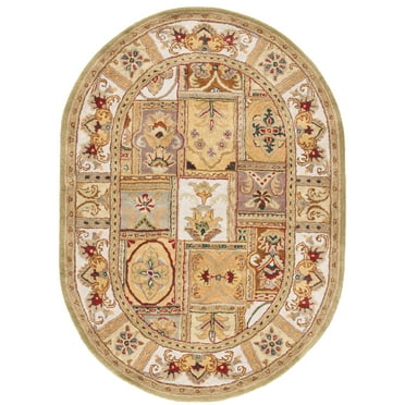 SAFAVIEH Classic Mordikai Abstract Wool Area Rug, Sage/Multi, 7'6" x 9'6" Oval