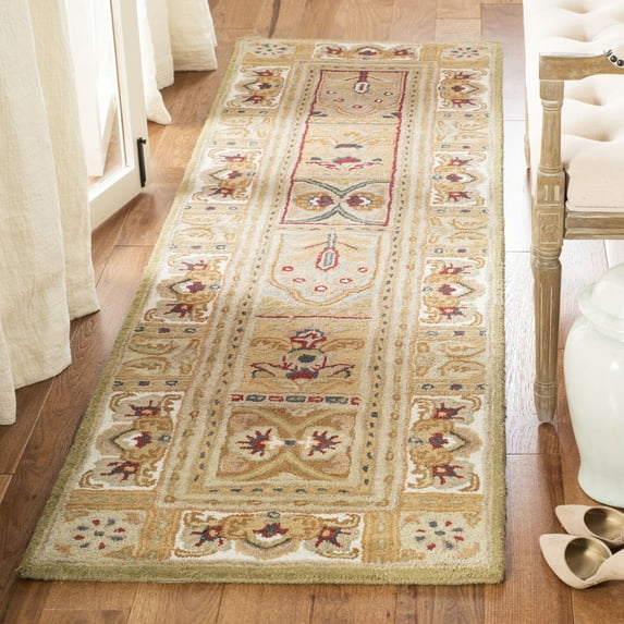 SAFAVIEH Classic Mordikai Abstract Wool Runner Rug, Sage/Multi, 2'3" x 14'