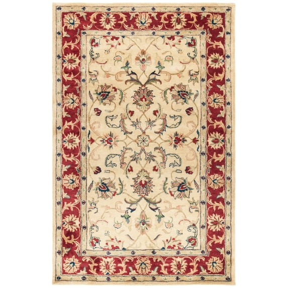 SAFAVIEH Classic Nicholas Floral Bordered Wool Area Rug, Gold/Red, 7'6" x 9'6"