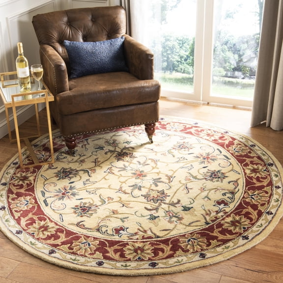 SAFAVIEH Classic Nicholas Oriental Wool Area Rug, Gold/Red, 8' x 8' Round