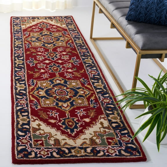 SAFAVIEH Classic Roderick Oriental Wool Runner Rug, Red/Navy, 2'3" x 10'