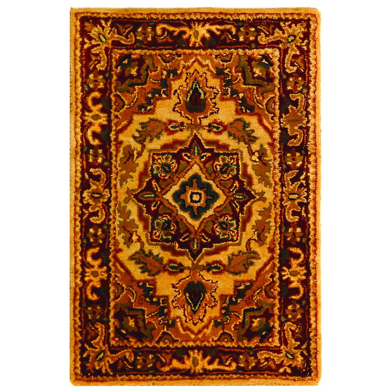 Classic Red and Gold Handmade Wool Tufted Area Rug