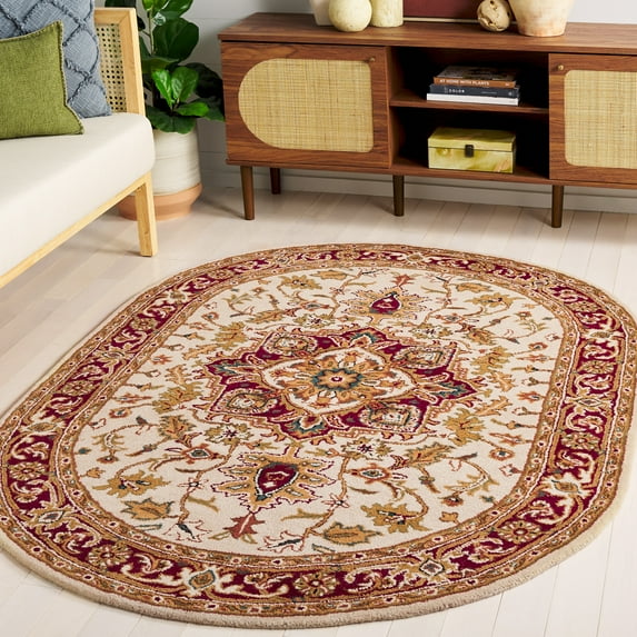 SAFAVIEH Classic Roderick Oriental Wool Area Rug, Light Gold/Red, 7'6" x 9'6" Oval