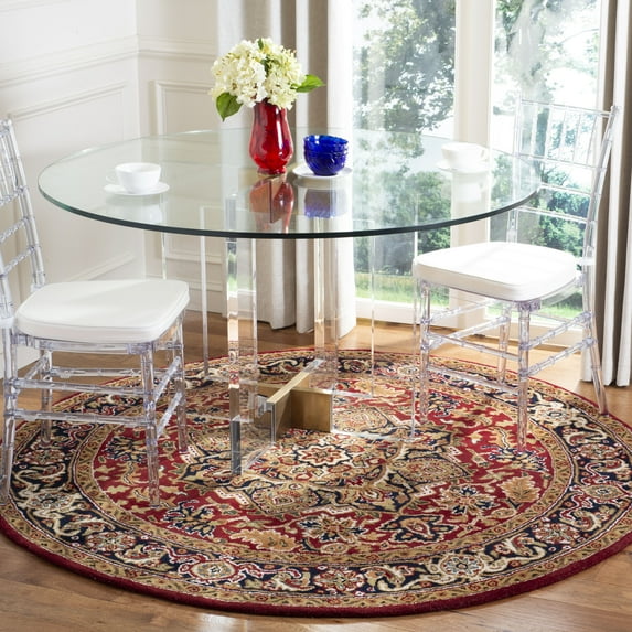 SAFAVIEH Classic Roderick Oriental Wool Area Rug, Red/Navy, 3'6" x 3'6" Round