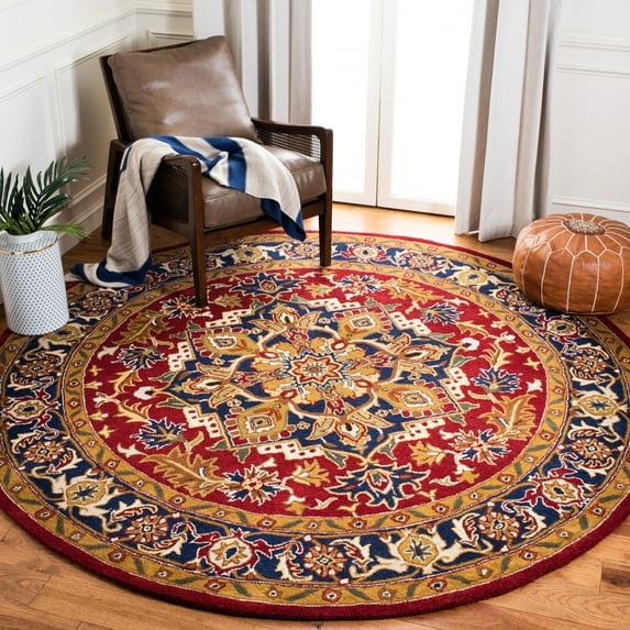 SAFAVIEH Classic Roderick Oriental Wool Area Rug, Red/Navy, 7'6" x 9'6" Oval
