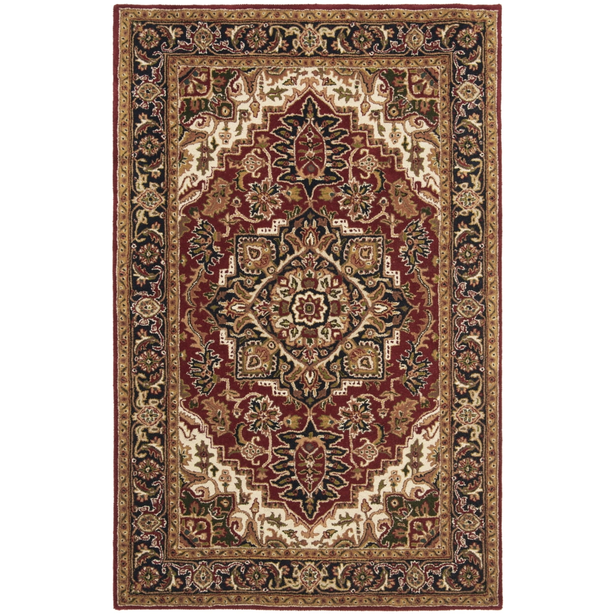 Elegant Red Oval Hand-Tufted Wool Area Rug - 7'6" x 9'6"