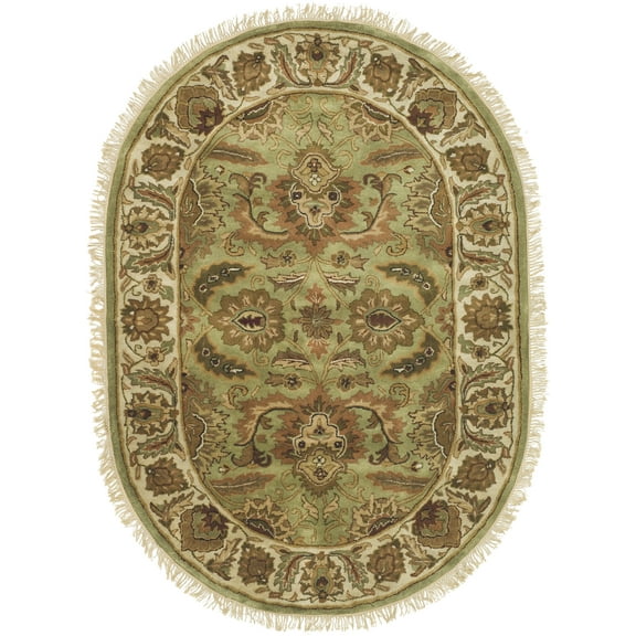 SAFAVIEH Classic Shanelle Oriental Wool Area Rug, Green/Ivory, 4'6" x 6'6" Oval