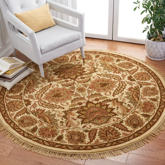 SAFAVIEH Classic Shanelle Oriental Wool Area Rug, Camel, 3'6" x 3'6" Round