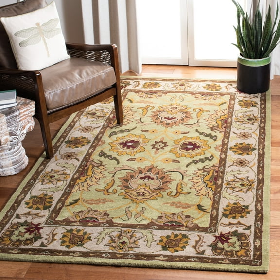 SAFAVIEH Classic Shanelle Oriental Wool Area Rug, Green/Ivory, 5' x 8'