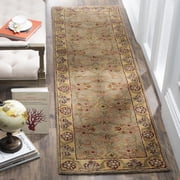 SAFAVIEH Classic Simonette Floral Wool Runner Rug, Light Green/Gold, 2'3" x 12'