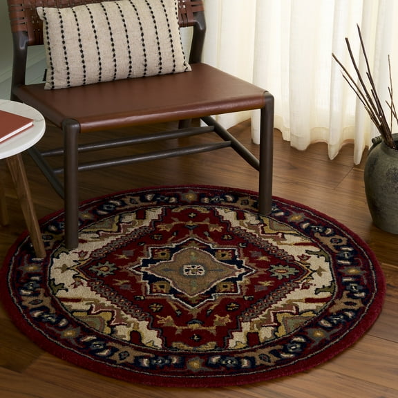 SAFAVIEH Classic Tatyanna Oriental Wool Area Rug, Assorted/Red, 3'6" x 3'6" Round