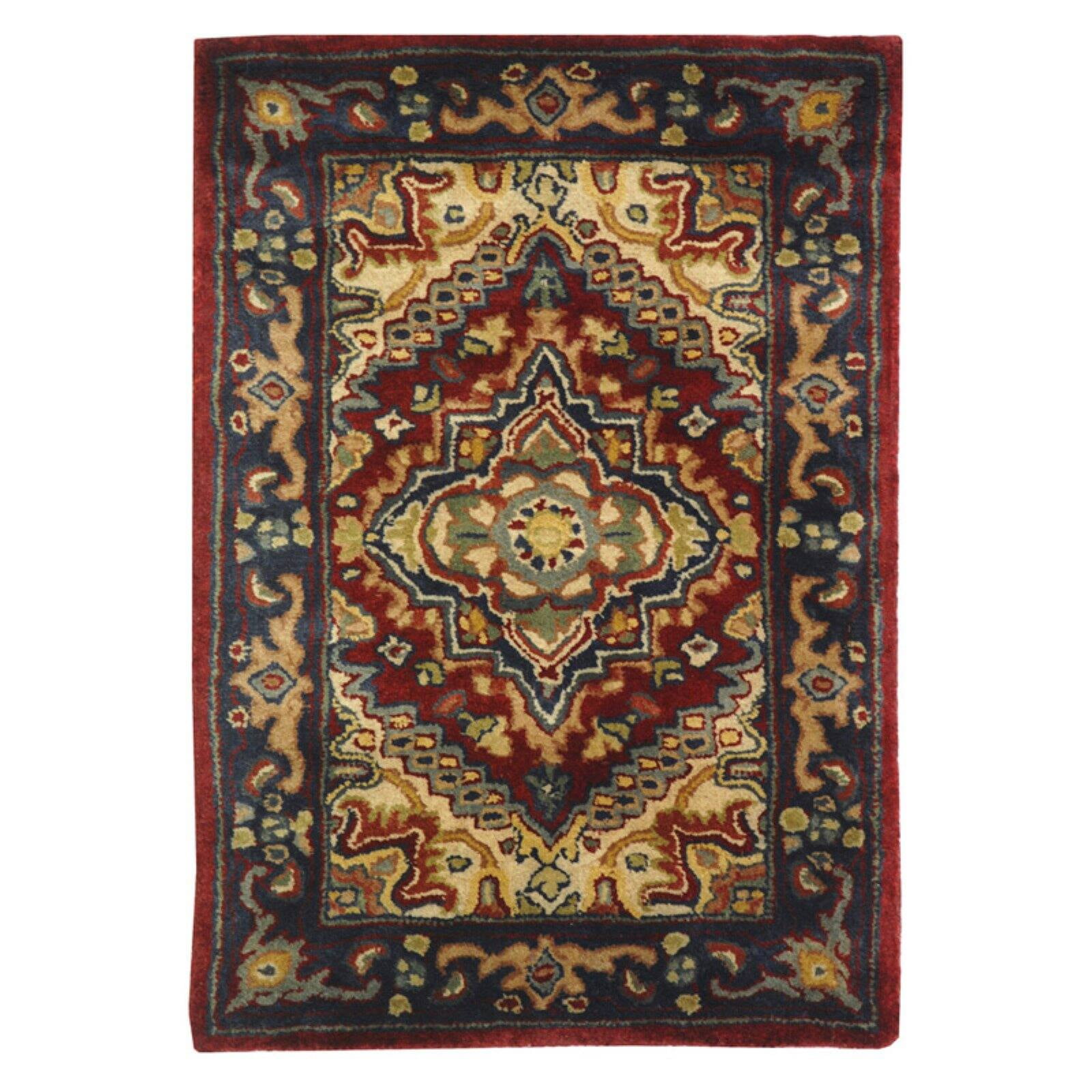 Elegant Hand-Tufted Wool Rectangular Rug in Lustrous Red, 3' x 5'