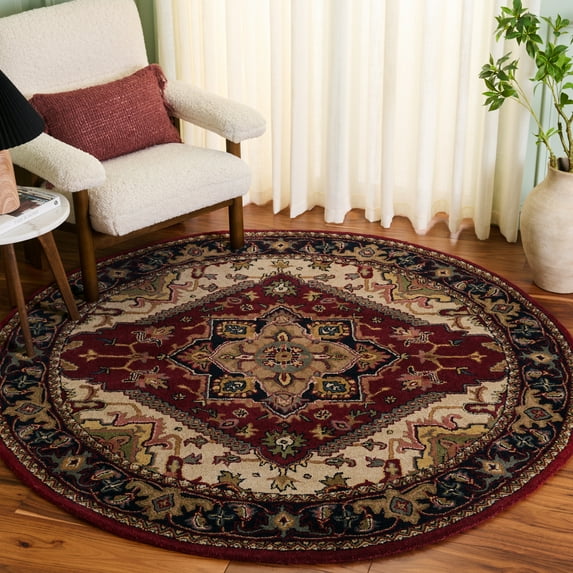 SAFAVIEH Classic Tatyanna Oriental Wool Area Rug, Assorted/Red, 6' x 6' Round