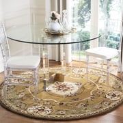 SAFAVIEH Classic Thomasina Floral Wool Area Rug, Light Gold/Green, 4'6" x 6'6" Oval
