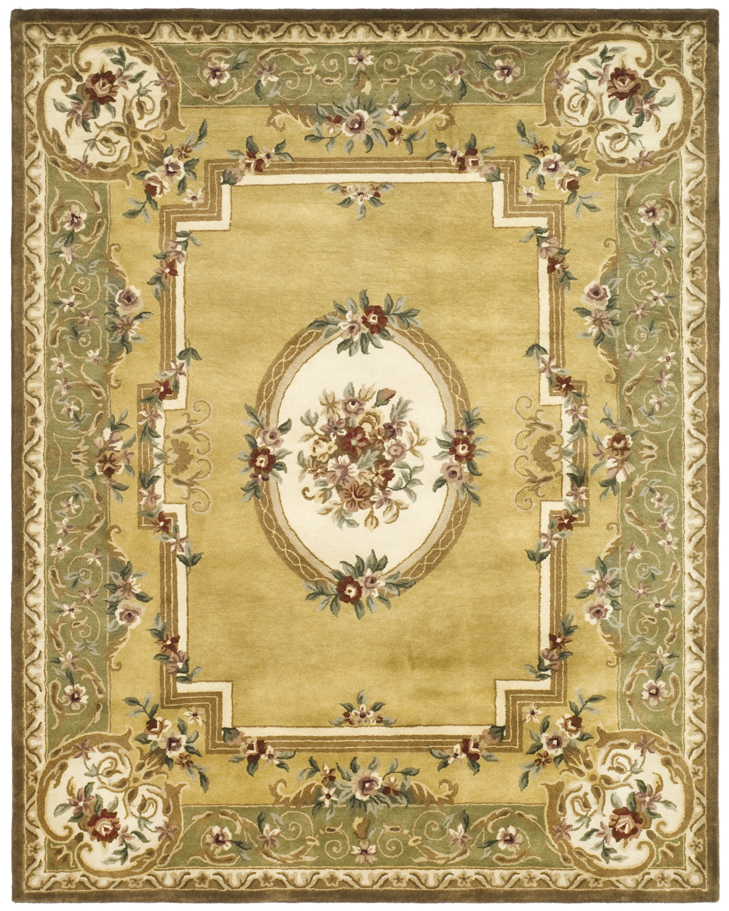 Ivory and Gold Hand-Tufted Wool Rectangular Rug
