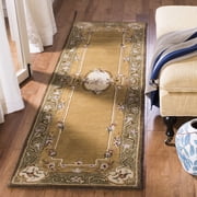 SAFAVIEH Classic Thomasina Floral Wool Runner Rug, Light Gold/Green, 2'3" x 8'