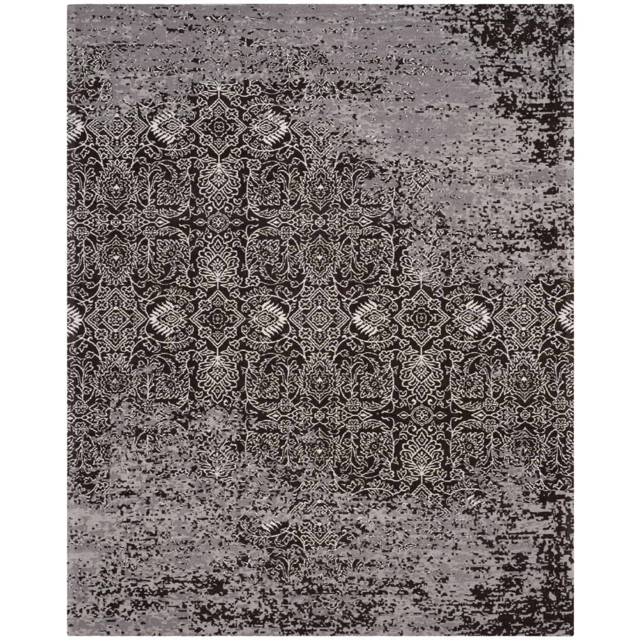 Classic Vintage Gray and Brown Flat Woven Area Rug 8' x 10'