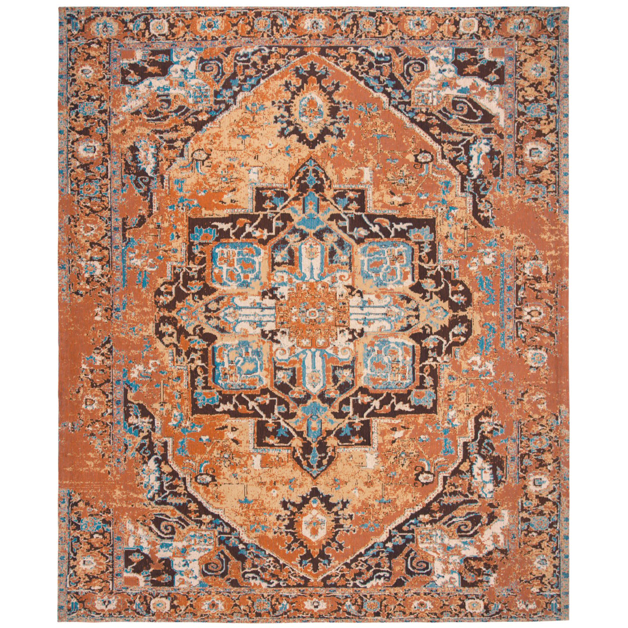 SAFAVIEH Classic Vintage Atanas Global Polyester Area Rug, Orange/Navy, 3' x 5'