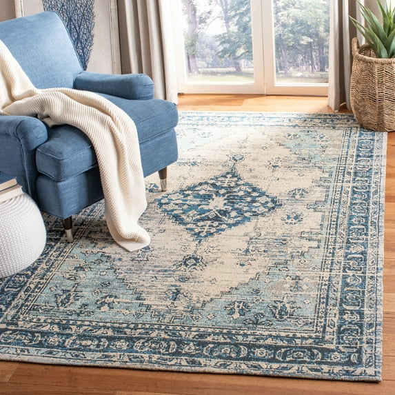 SAFAVIEH Classic Vintage Bedinn Overdyed Polyester Area Rug, Blue, 5' x 8'
