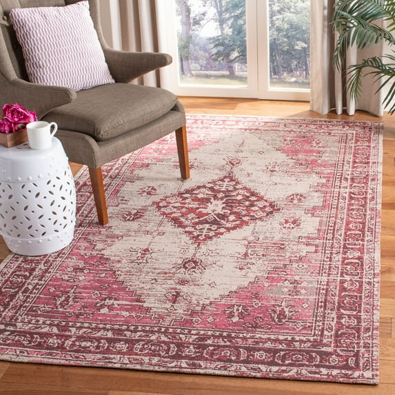 SAFAVIEH Classic Vintage Bedinn Overdyed Polyester Area Rug, Fuchsia, 4' x 6'