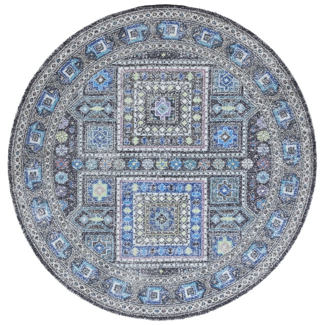 SAFAVIEH Classic Vintage Brooklyn Medallion Area Rug, Sage/Blue, 6' x 6' Round