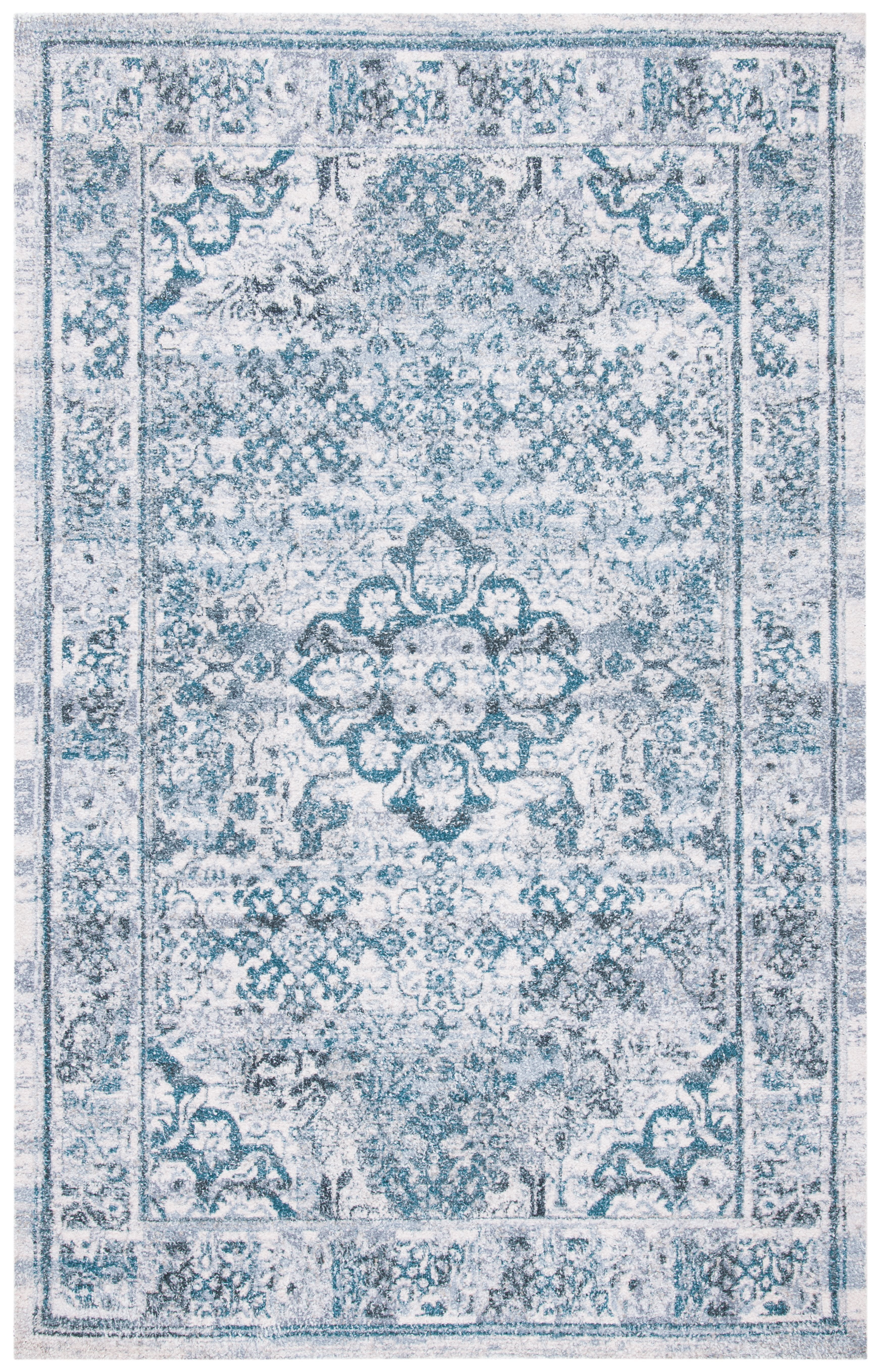 Classic Vintage Blue and Aqua Handmade Cotton Rug