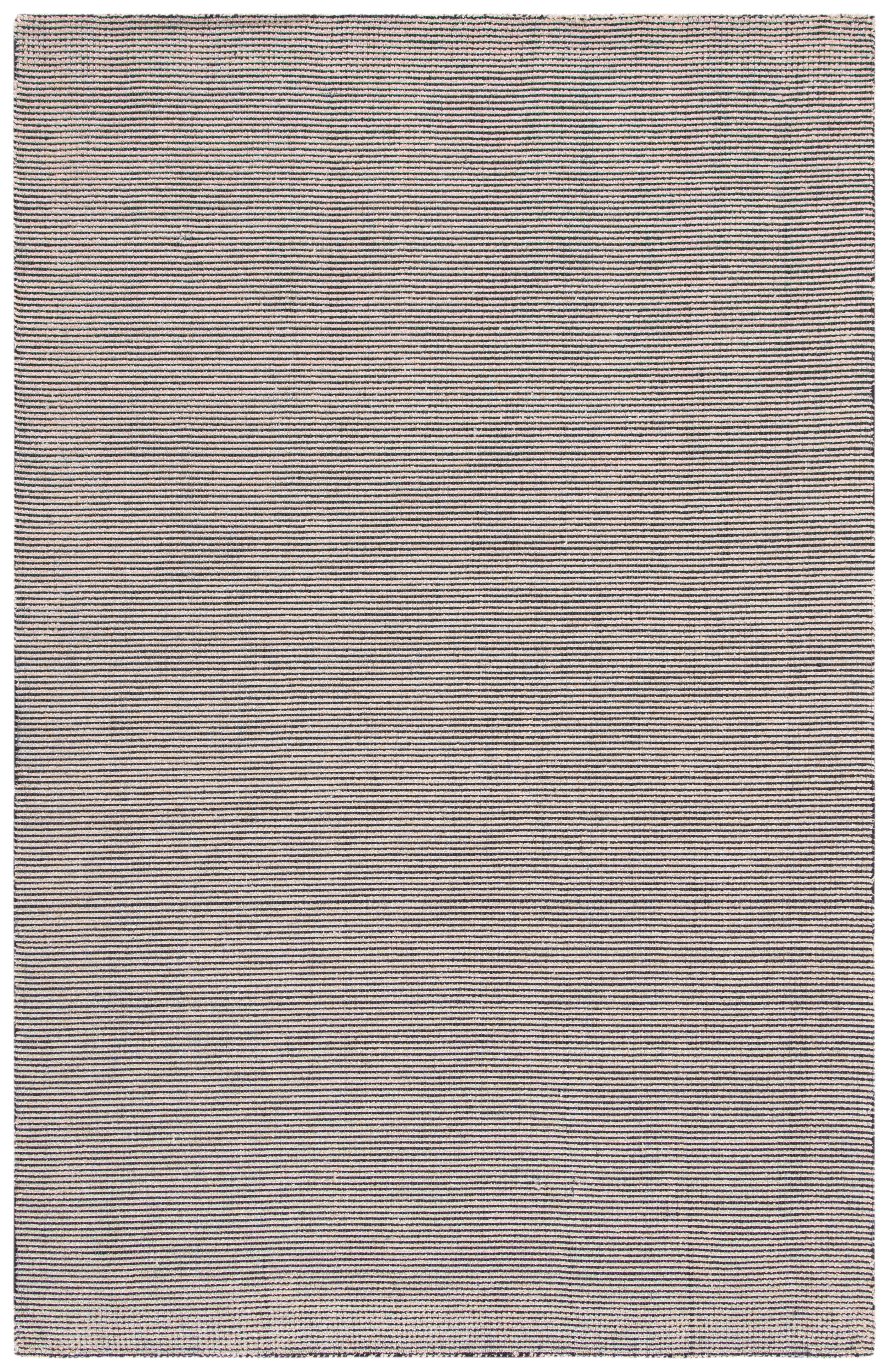 Natural and Black Flat Woven Cotton Area Rug, 5' x 8'