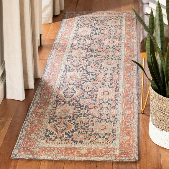SAFAVIEH Classic Vintage Caden Oriental Polyester Runner Rug, Navy/Rust, 2'3" x 8'