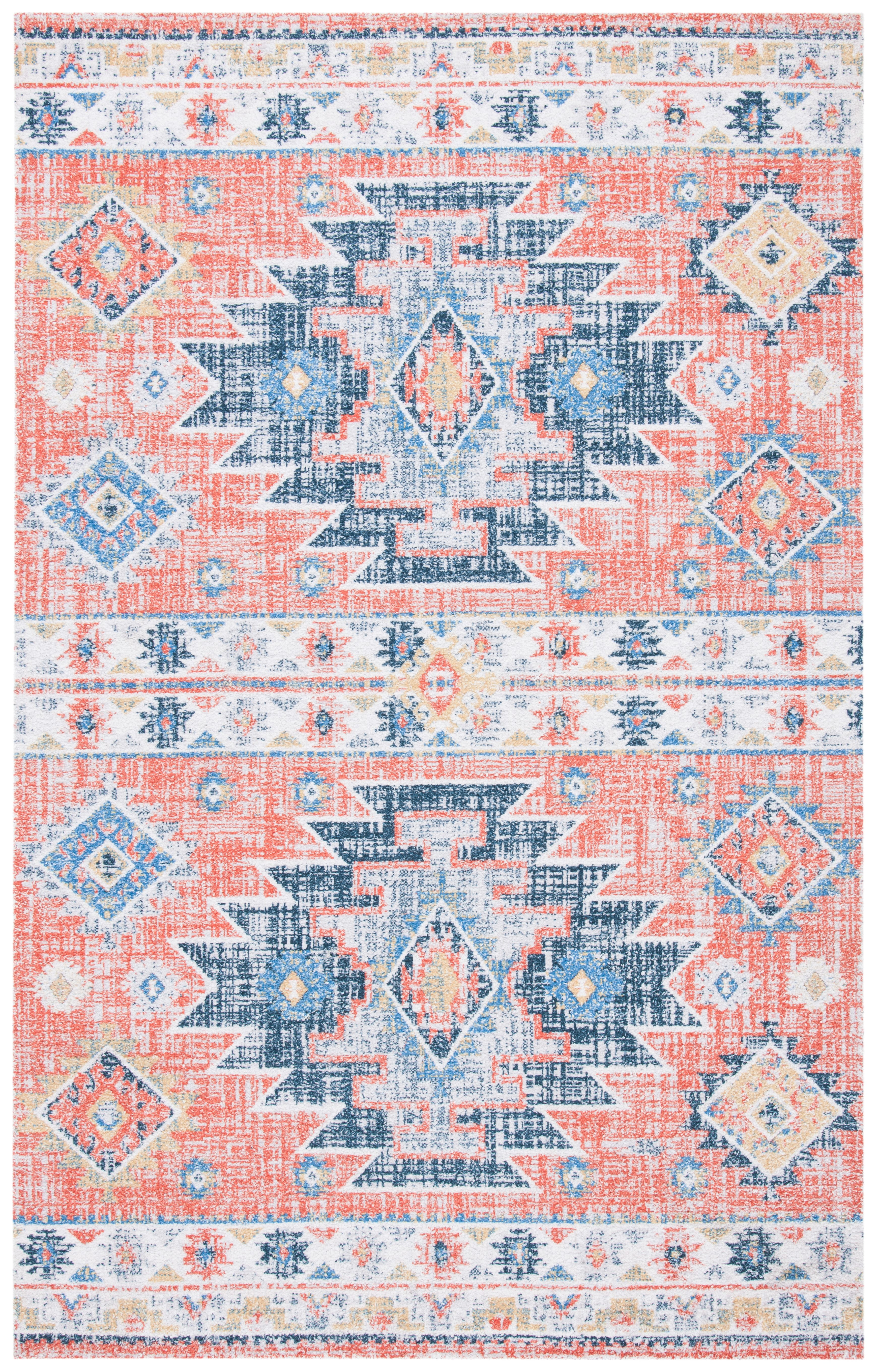 Handmade Blue Cotton and Synthetic Flat Woven Rug