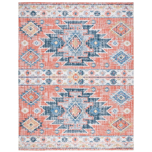 SAFAVIEH Classic Vintage Chanelle Medallion Area Rug, Blue/Rust, 8' x 10'