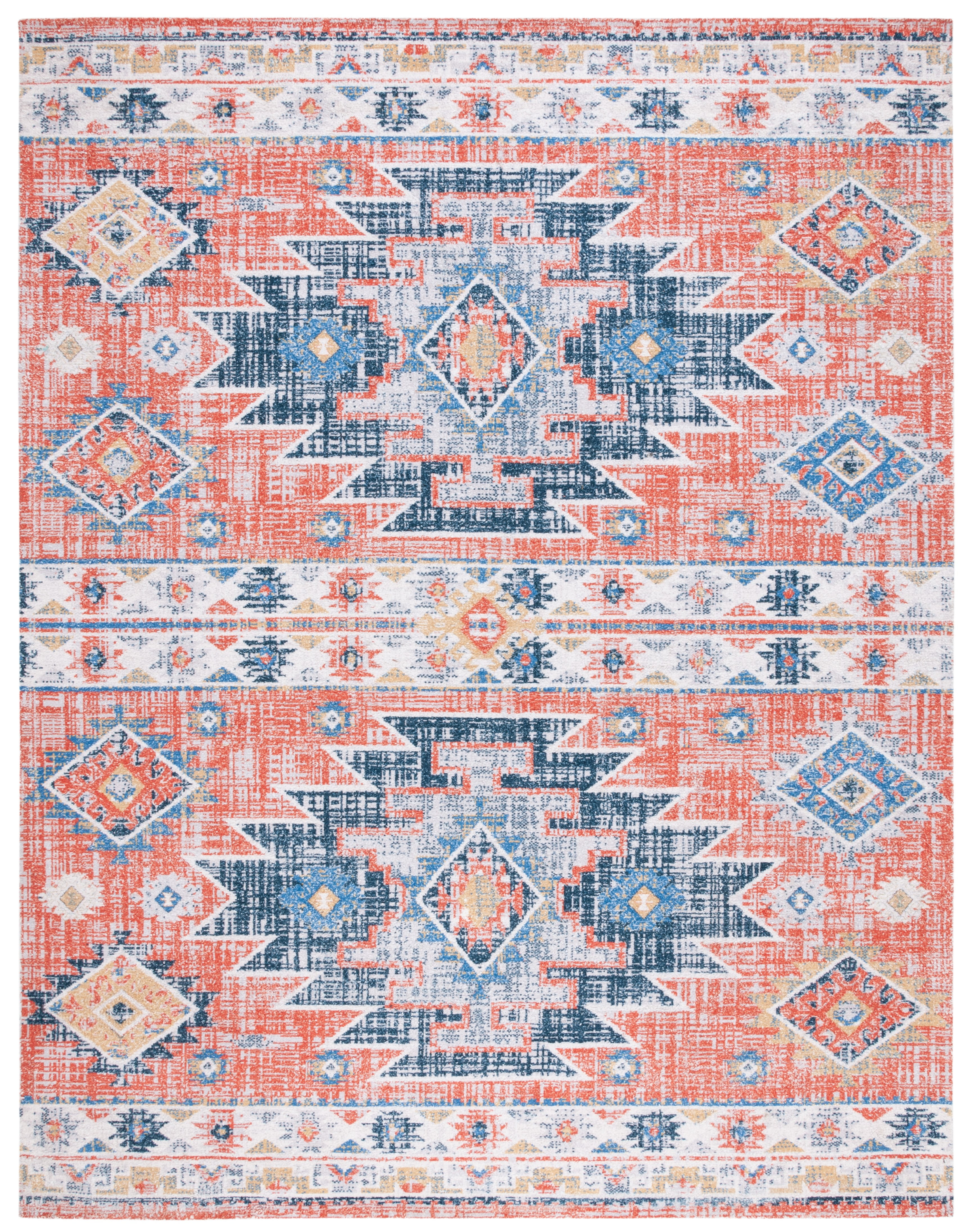 SAFAVIEH Classic Vintage Chanelle Medallion Area Rug, Blue/Rust, 9' x 12'