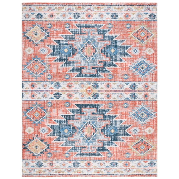 SAFAVIEH Classic Vintage Chanelle Medallion Area Rug, Blue/Rust, 9' x 12'