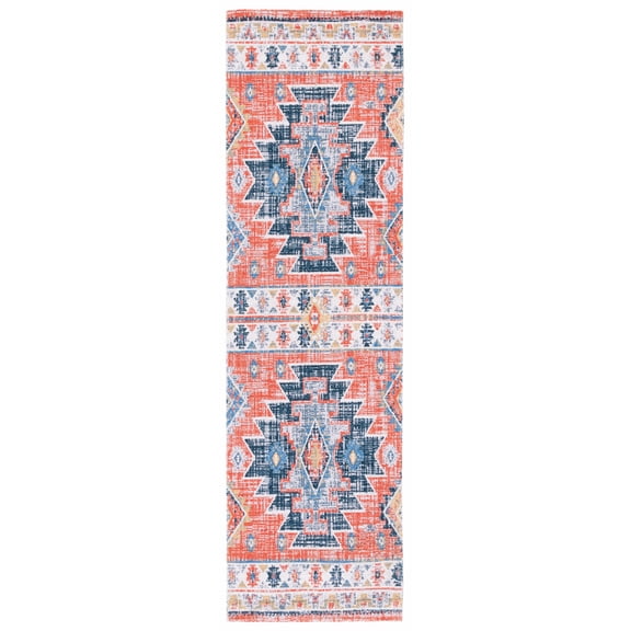 SAFAVIEH Classic Vintage Chanelle Medallion Runner Rug, Blue/Rust, 2'3" x 8'