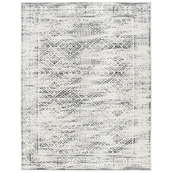 SAFAVIEH Classic Vintage Charlie Diamond Polyester Area Rug, Beige/Black, 8' x 10'