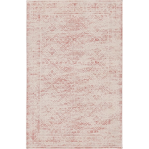 SAFAVIEH Classic Vintage Charlie Diamond Polyester Area Rug, Beige/Red, 4' x 6'