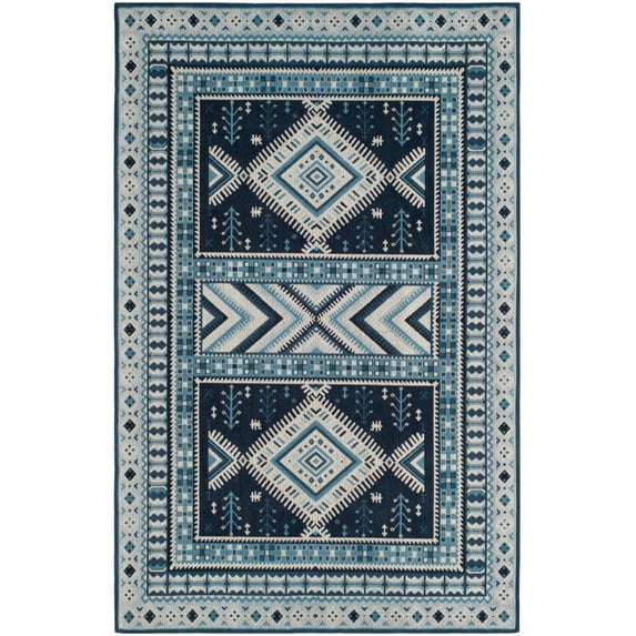 SAFAVIEH Classic Vintage Clarette Chevron Bordered Area Rug, Navy/Light Blue, 5' x 8'