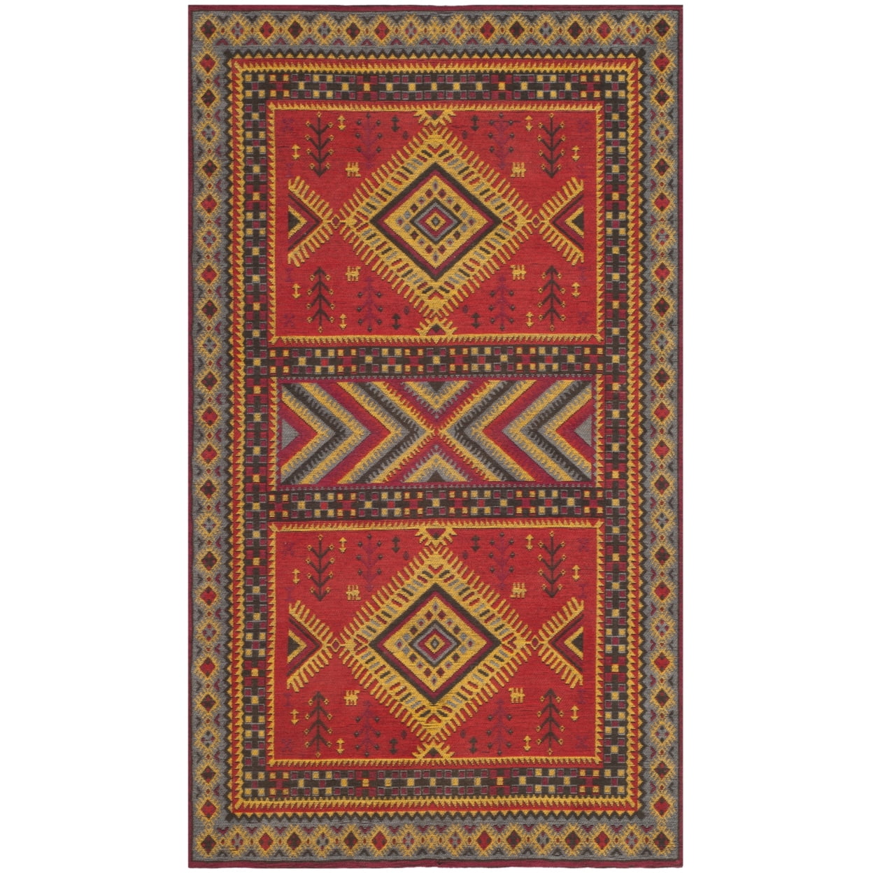 SAFAVIEH Classic Vintage Clarette Chevron Bordered Area Rug, Red/Slate ...