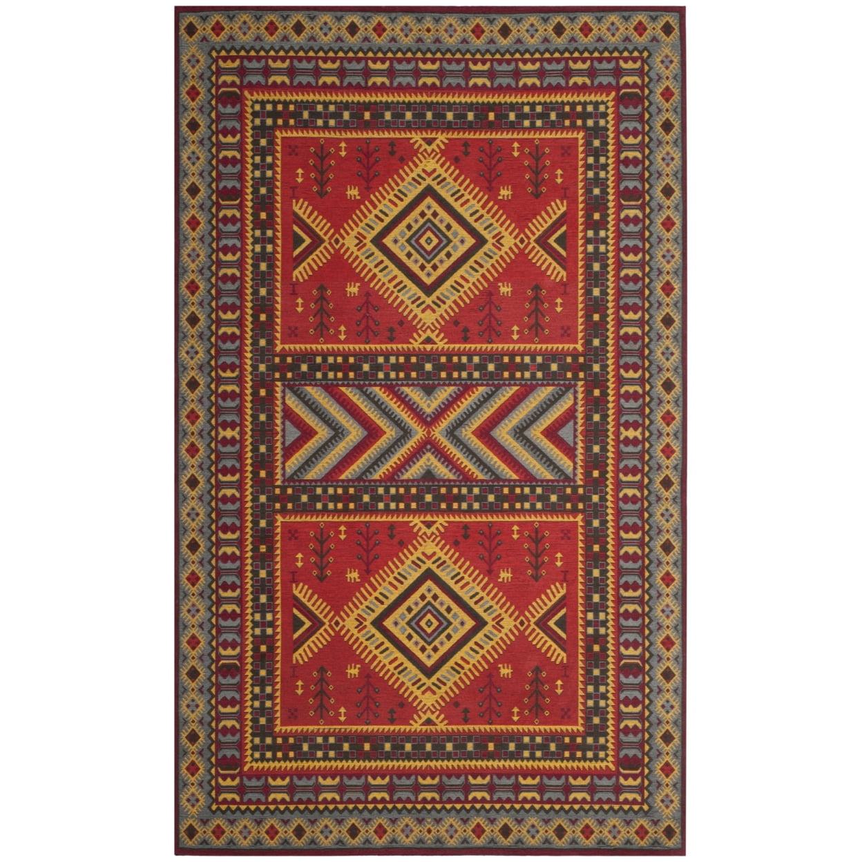 SAFAVIEH Classic Vintage Clarette Chevron Bordered Area Rug, Red/Slate ...