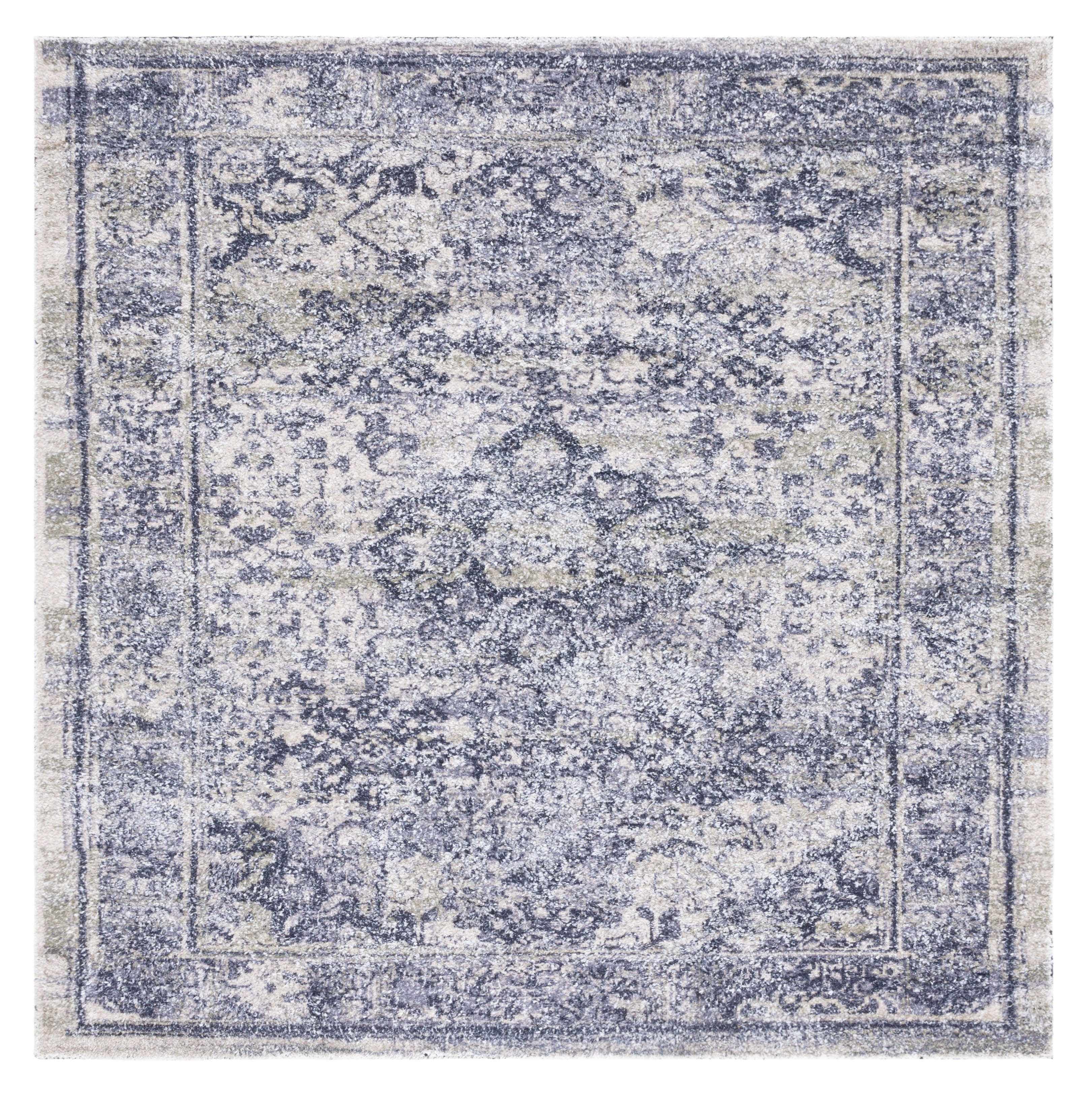 SAFAVIEH Classic Vintage Comhgham Medallion Area Rug, Navy/Sage, 6' x 6' Square