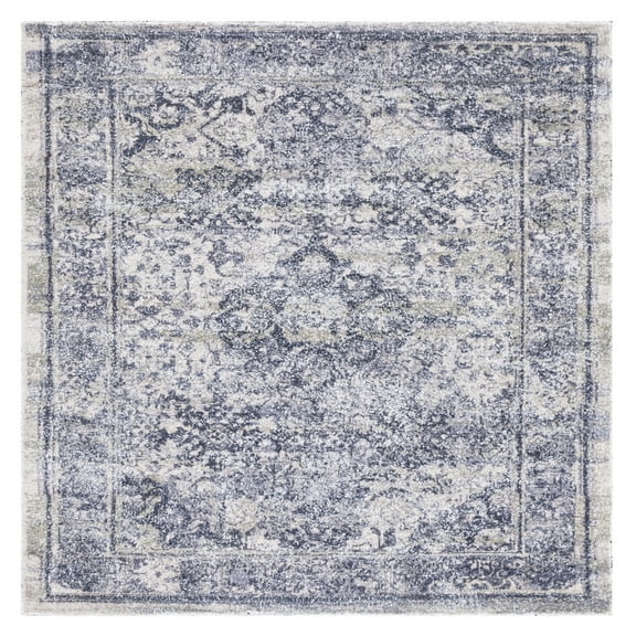 SAFAVIEH Classic Vintage Comhgham Medallion Area Rug, Navy/Sage, 6' x 6' Square