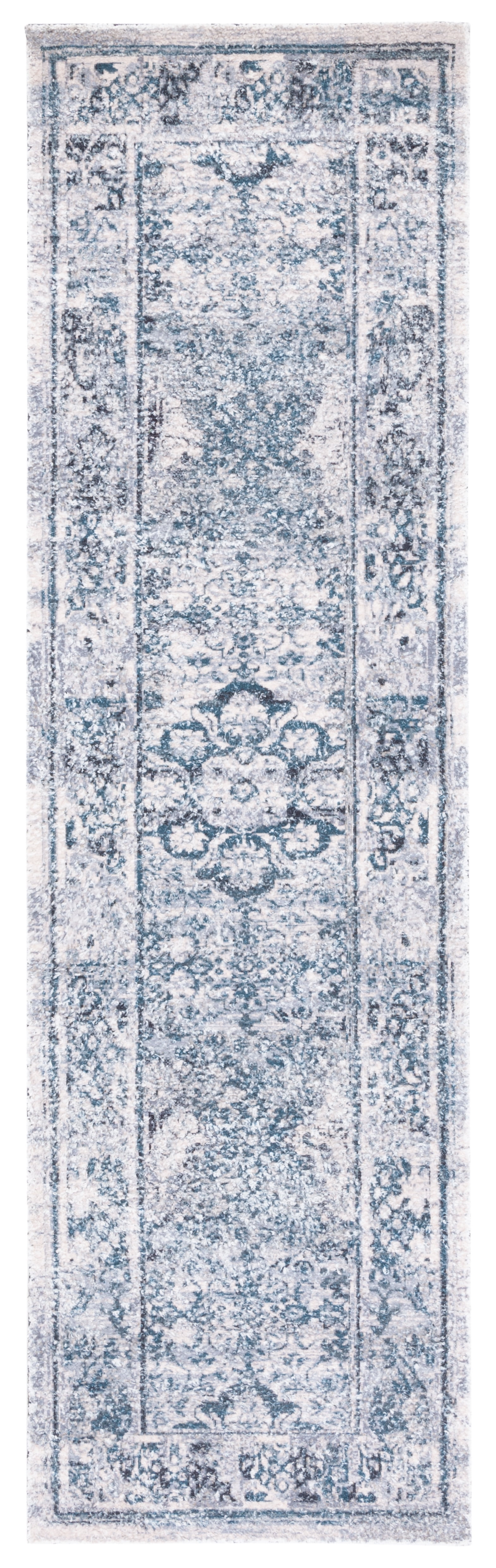 Handmade Classic Vintage Blue Cotton Blend 27" Area Rug